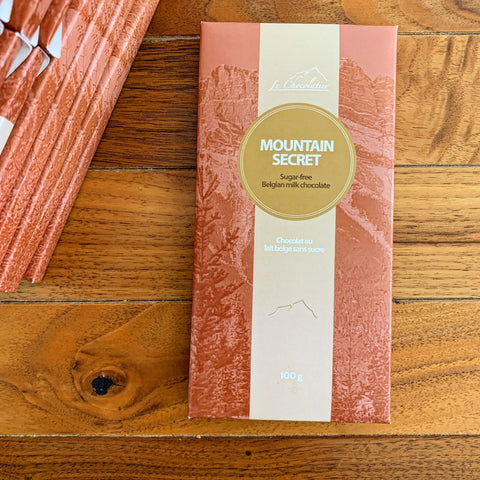 Mountain Secret – Sugar-Free Belgian Milk Chocolate Bar | Diabetic-Friendly, Canadian-Made (100g)