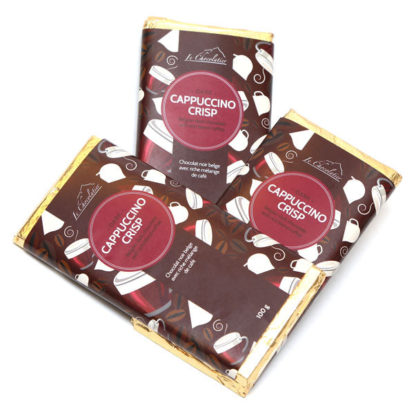 Cappuccino Crisp Dark Chocolate Bar | Crunchy & Bold – Le Chocolatier